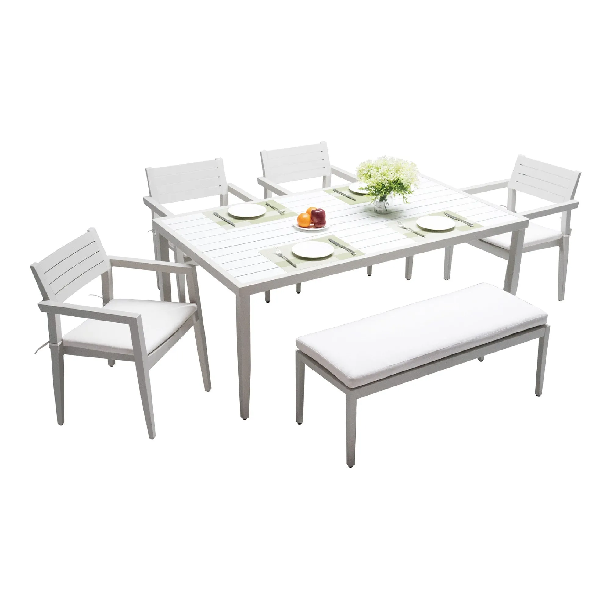 Aluminum Outdoor Patio Bench with Plush Cushion