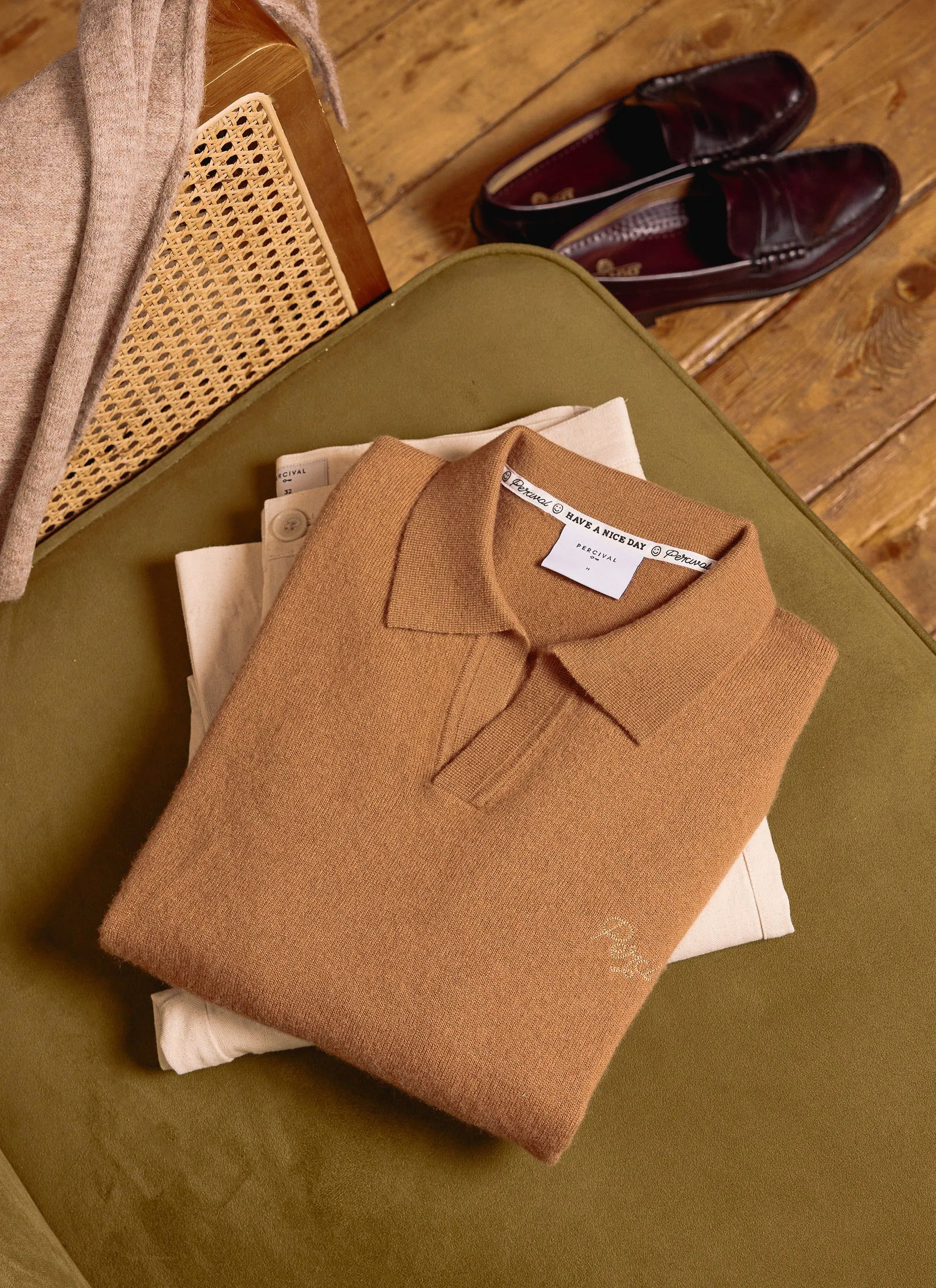Network Long Sleeve Polo | Merino Wool | Rust